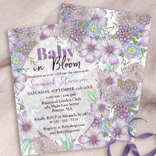 Elegante Paarse Tuinbloemen Baby in Bloom Kaart
