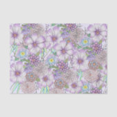 Elegante Paarse tuinbloemen en groen gebladerte Tissuepapier (Voorkant)