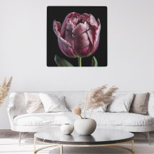 Elegante Paarse Tulip wandklok - Floral Design