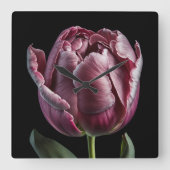 Elegante Paarse Tulip wandklok - Floral Design (Voorkant)