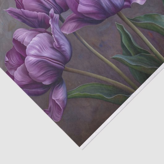 Elegante Paarse Tulpen Decoupage Tissuepapier (Detail)