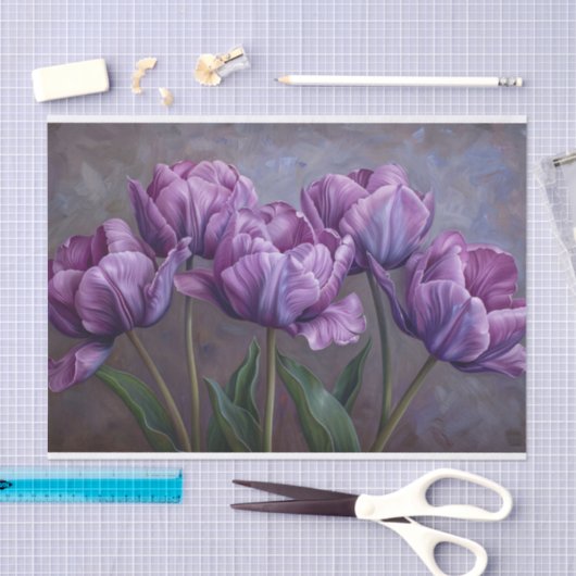 Elegante Paarse Tulpen Decoupage Tissuepapier