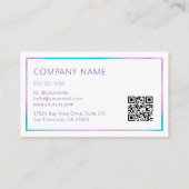 Elegante paarse turquoise folie kader logo QR-code Visitekaartje (Achterkant)
