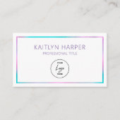 Elegante paarse turquoise folie kader logo QR-code Visitekaartje (Voorkant)