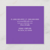 Elegante Paarse & Turquoise Marmer Custom Vierkante Visitekaartje (Achterkant)