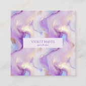 Elegante Paarse & Turquoise Marmer Custom Vierkante Visitekaartje (Voorkant)