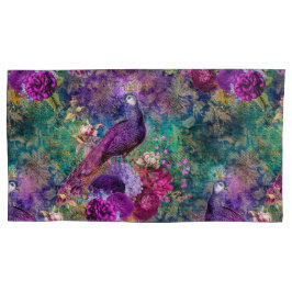 Elegante Paarse Turquoise Pauw Bloem Kussensloop