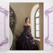 Elegante Paarse tweetalige Quinceañera 15e verjaar Drieluik Uitnodiging (Binnenkant midden)