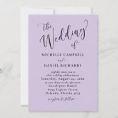 Elegante Paarse typografie & foto bruiloft Kaart (Voorkant)