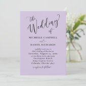 Elegante Paarse typografie & foto bruiloft Kaart (Staand voorkant)