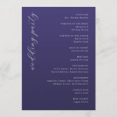 Elegante Paarse Typografische Trouwceremonie Programmakaart (Achterkant)