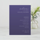 Elegante Paarse Typografische Trouwceremonie Programmakaart (Staand voorkant)