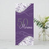 Elegante paarse uitnodiging (Staand voorkant)