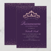 elegante paarse uitnodiging voor Quinceanera (Voorkant / Achterkant)