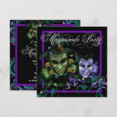 Elegante paarse uitnodigingen voor een gemaskerd b (Voorkant / Achterkant)