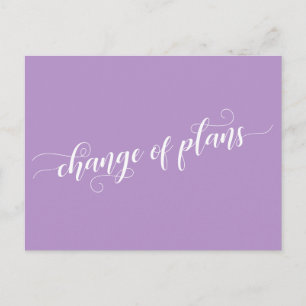 Elegante Paarse verandering van plannen uitgesteld Briefkaart