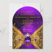 Elegante Paarse Verjaardag Gouden Gouden Juweel Sp Kaart (Achterkant)