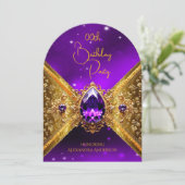 Elegante Paarse Verjaardag Gouden Gouden Juweel Sp Kaart (Staand voorkant)