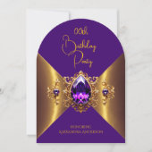 Elegante Paarse verjaardag gouden juweel Kaart (Voorkant)