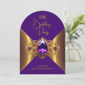 Elegante Paarse verjaardag gouden juweel Kaart (Staand voorkant)