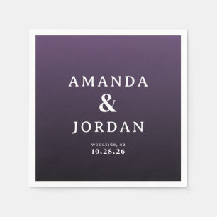 Elegante paarse verloop trouwkaarten servet