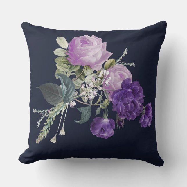 Elegante paarse vintage bloem kussen (Voorkant)