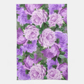 Elegante Paarse Vintage Bloemrozen Botanisch Theedoek (Verticaal)