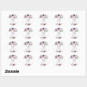 Elegante Paarse | Violet Floral 90ste verjaardag Ronde Sticker (Vel)