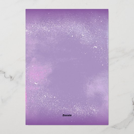 Elegante Paarse Violets Bloemen 21ste Verjaardagsf Folie Uitnodiging (Achterkant)