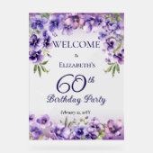 Elegante Paarse Violets Bloemen 60ste Verjaardagsf Acryl Bord (Voorkant)