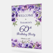 Elegante Paarse Violets Bloemen 60ste Verjaardagsf Acryl Bord (Hoek)