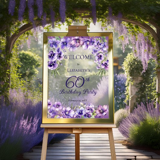 Elegante Paarse Violets Bloemen 60ste Verjaardagsf Acryl Bord