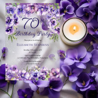 Elegante Paarse Violets Bloemen 70ste Verjaardagsf