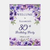 Elegante Paarse Violets Bloemen 80ste Verjaardagsf Acryl Bord (Voorkant)