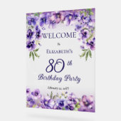 Elegante Paarse Violets Bloemen 80ste Verjaardagsf Acryl Bord (Hoek)