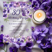 Elegante Paarse Violets Bloemen 80ste Verjaardagsf Acryl Uitnodigingen