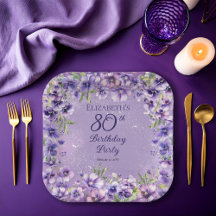 Elegante Paarse Violets Bloemen 80ste Verjaardagsf