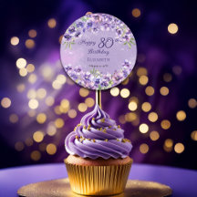 Elegante Paarse Violets Bloemen Gelukkige 80ste Ve