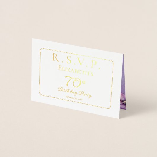 Elegante Paarse Violets Bloemen Verjaardagsfeest R Folie Kaarten (Voorkant)