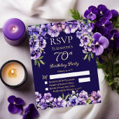 Elegante Paarse Violets Bloemen Verjaardagsfeest R Folie Uitnodiging Briefkaart
