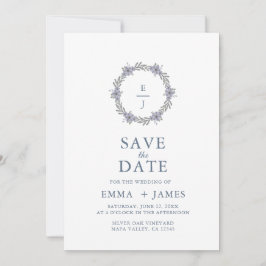 Elegante paarse violette bloemenkrans Save the Dat Date