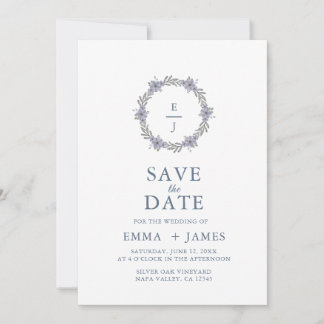Elegante paarse violette bloemenkrans Save the Dat Date