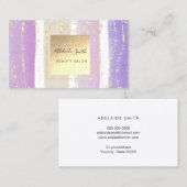 Elegante paarse violette waterverf penseelstreken visitekaartje (Voorkant / Achterkant)