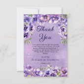 Elegante Paarse viooltjes Bloemen Verjaardagsfeest Bedankkaart (Voorkant)
