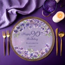 Elegante paarse viooltjes bloemige Gelukkige 90e v