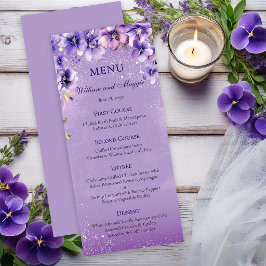 Elegante Paarse Viooltjes Huwelijk en Jubileum Menu