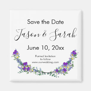 Elegante paarse viooltjes lavendel SAVE THE DATE Magneet