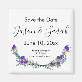 Elegante paarse viooltjes lavendel SAVE THE DATE Magneet
