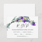 Elegante Paarse viooltjes waterverf RSPV KAARTEN RSVP Kaartje (Voorkant / Achterkant)