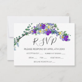 Elegante Paarse viooltjes waterverf RSPV KAARTEN RSVP Kaartje